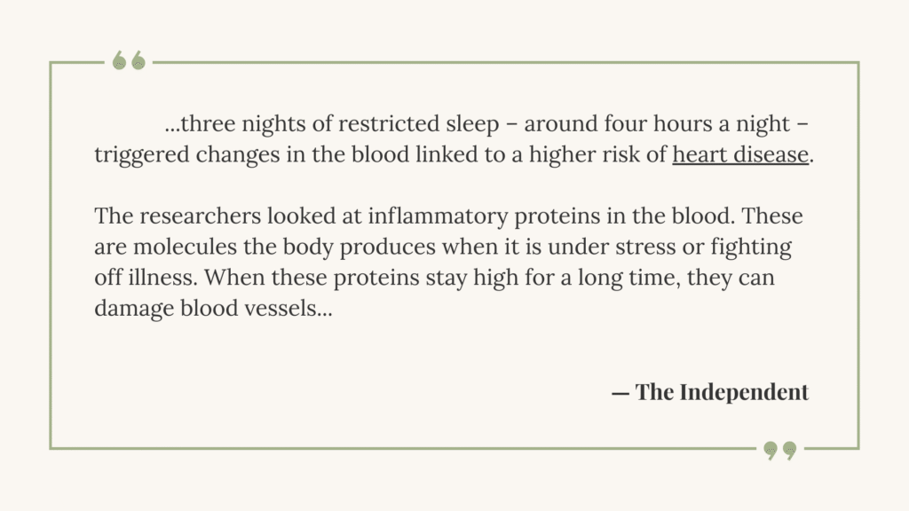 Quote card highlighting importance of deep sleep and its link to heart health.