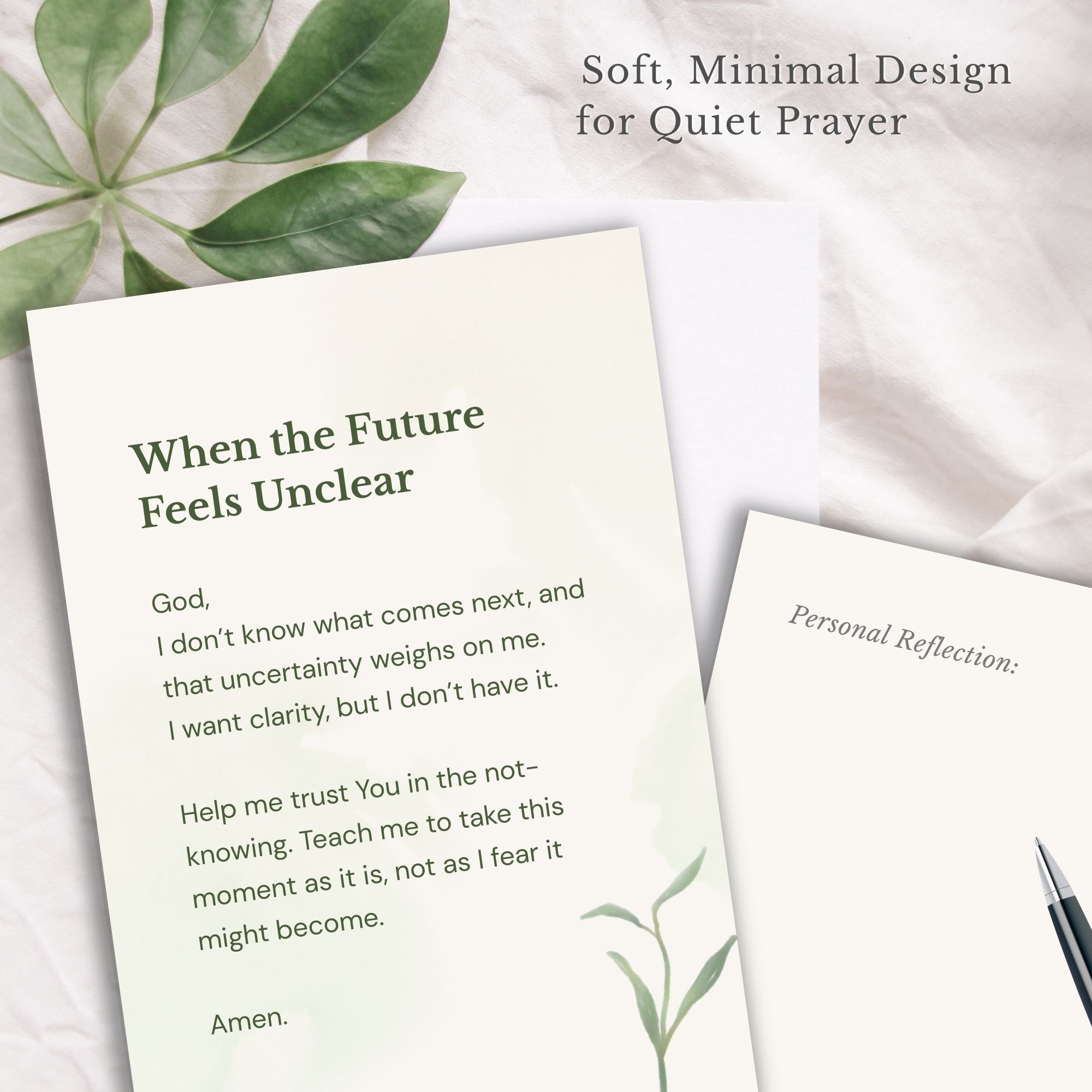 A printable card with Prayer 
about Fear & Uncertainty.