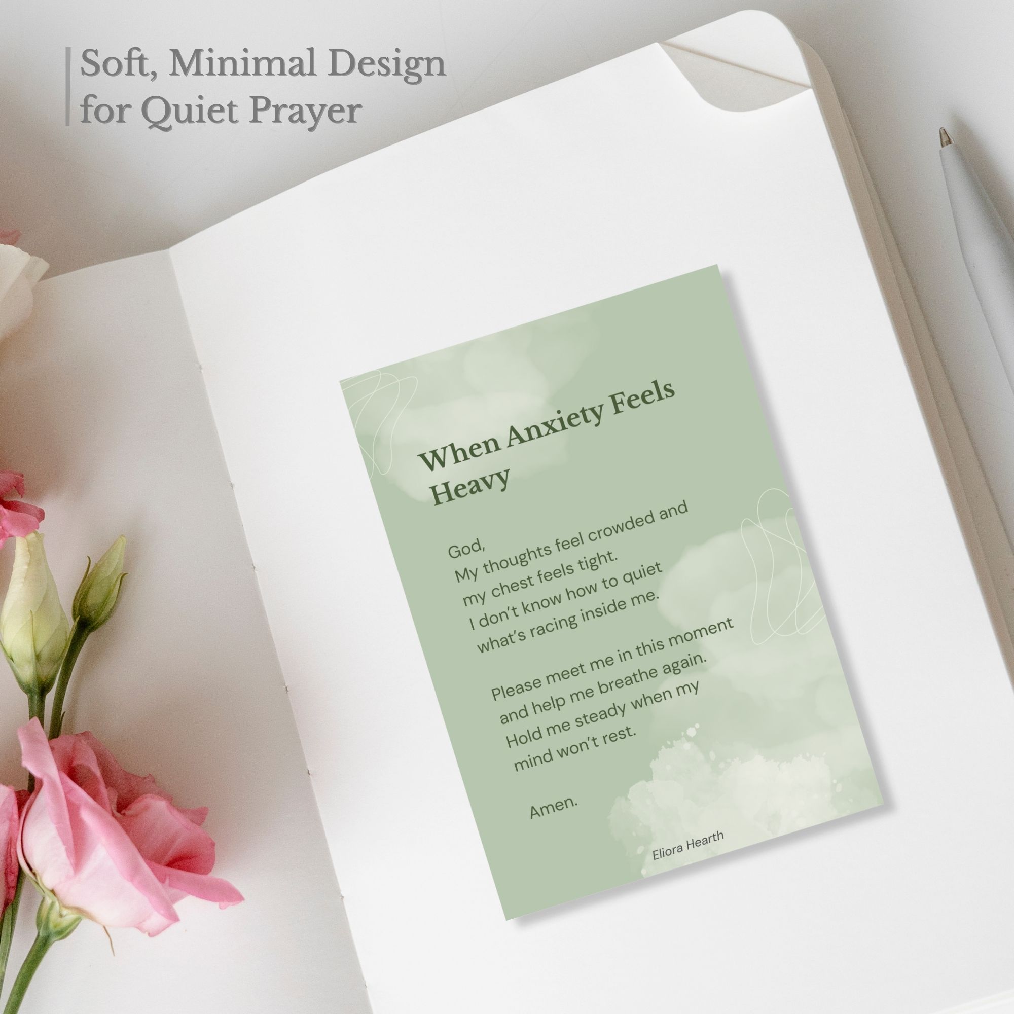 A printable card with Prayer about Anxiety.