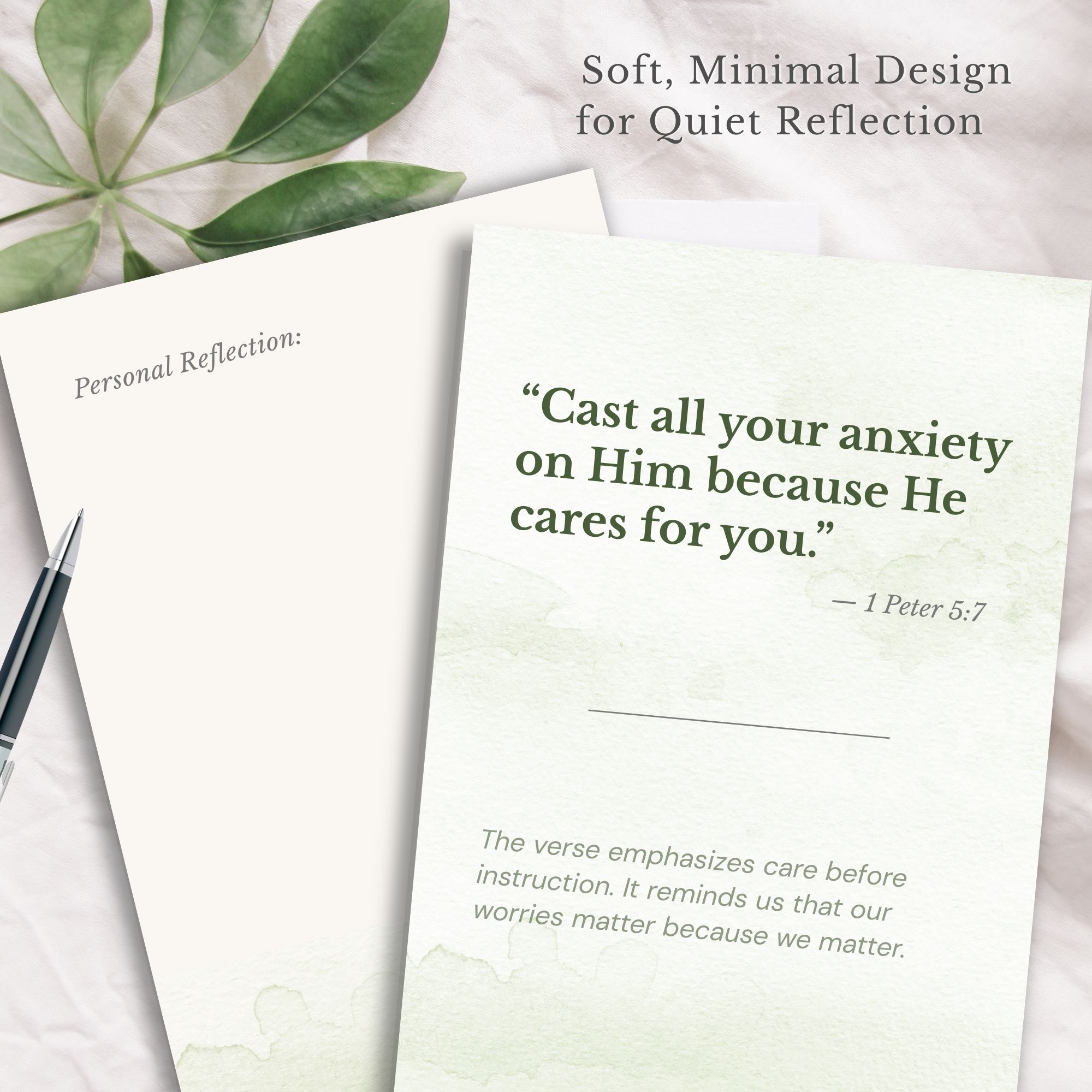 A printable card with Bible verse and reflection about Anxiety.